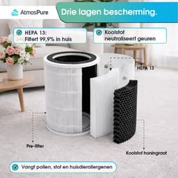 AtmosPure® HEPA 13 filter voor de CleanAir Luchtreiniger - 3-Laags - Actief Koolstoffilter - Filter Luchtreiniger — thumbnail 4