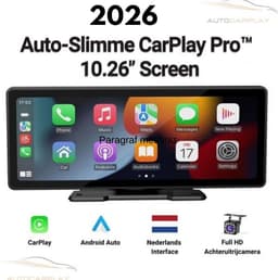 Vevilon Draadloos CarPlay Scherm 10.26 Inch – Apple CarPlay & Android Auto – Universeel Navigatiesysteem voor Auto – Bluetooth – AUX/FM – Incl. Achteruitrijcamera — thumbnail 1