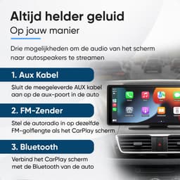 Vevilon Draadloos CarPlay Scherm 10.26 Inch – Apple CarPlay & Android Auto – Universeel Navigatiesysteem voor Auto – Bluetooth – AUX/FM – Incl. Achteruitrijcamera — thumbnail 3