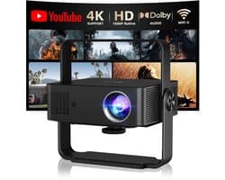 Projector 1080P HDR - XNAN Beamer met Android 13, 300 ANSI Lumen, 120Hz, 4K Ondersteuning - USB, HDMI, 2GB RAM, 16GB Opslag - 2x10W Dolby Geluid - Compact en Draagbaar - 262x106x246mm