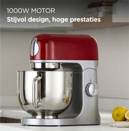 RONN® Mixer met Mengkom - Keukenmachine - Deegmixer - Inclusief Accessoires - RVS - Zilver/Rood - 39cm x 24cm x 36cm — thumbnail 3