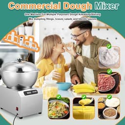 Elektrische Deegmixer - Kneedmachine Spiraal - Bakkerij Restaurant - Dubbele Rotatie Motor - 5kg Capaciteit - Zilver — thumbnail 2