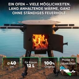 Buitenkeuken Oven - Vuurkachel Kazan - Authentiek Koken - Gepoedercoat Staal - Ø 40 cm - Zwart — thumbnail 3