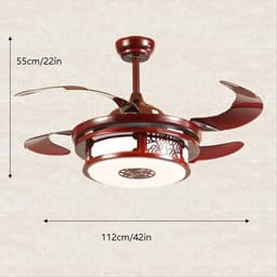 Plafondventilator Lamp - Houten Ventilator Licht - Moderne Verlichting - 3 Kleur Dimbaar - 112cm Diameter - Bruin — thumbnail 3