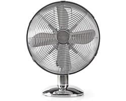 Metalen Tafelventilator - Persoonlijke Koeler - Verkoeling op Kantoor - Instelbare Luchtstroom - 30 cm Diameter - Chroom