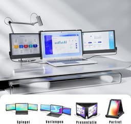 SVN®Krachtige en Professionele Portable Monitor Pro 2024 - Full HD - 13” / 16,5” Tri-Screen - Laptop Scherm Uitbreider - Zwart - ‎23cm x 33cm x 3cm — thumbnail 2