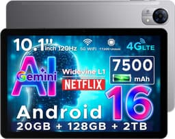 DOOGEE Tab G5 - Tablet - 20GB + 128GB (2TB TF) - 4G LTE - Android 16 - 10 inth 120Hz IPS HD - Unisoc T7200 - 7500mAh - 2 Lautsprecher - Widevine L1 - Face ID - GPS - Grijs — thumbnail 1