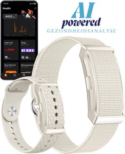 Shrivasta Activity Tracker Plus | armband met AI-Gezondheidsanalyse & Lichaamstemperatuur meting | Dames & Heren | Zilver | Hartslag | SpO₂ | Slaapmonitor | Stress | Menstruatiecyclus | Inclusief 2 Armbanden (siliconen & Nylon) – Waterdicht — thumbnail 1