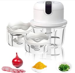 Elektrische uienhakker-Hakmolen-Uiensnijder-USB oplaadbaar-met 3 mengbekers 100/250/350 ml-Knoflookhakker-voor Vlees Uien Fruit groente-kitchenaid — thumbnail 1