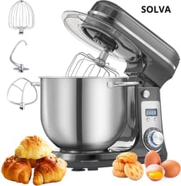 SOLVA Keukenmachines - Deegmachine - Kneedmachine - Deegmixer - 6 Versnellingen - 1200W - 240V - 6L - 35,1×28,5×31,2 cm - Grijs — thumbnail 1