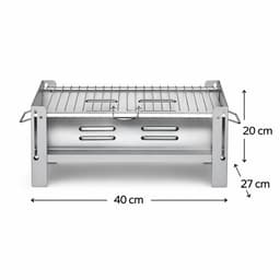 Opvouwbare BBQ 40x30x31CM - Houtskool Barbecue - Tafelgrill - Draagbare opvouwbare grill met rooster - Portable Vouw Barbecue - Festival BBQ - Camping - Chroom — thumbnail 2