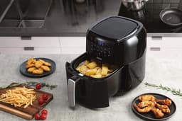 Heteluchtfriteuse - Airfryer - Snel en gezond koken - 55L capaciteit timer warmhoudfunctie - 33x27x33 cm - Zwart — thumbnail 5