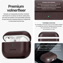 DECODED Leren Hoesje voor AirPods Pro 3 - Airpods Pro 3 Case - Premium ECCO-leer - Geschikt voor Magsafe - Draadloos Oplaadbaar - Indicatie Lampje - Krasbestendig - Bruin — thumbnail 2