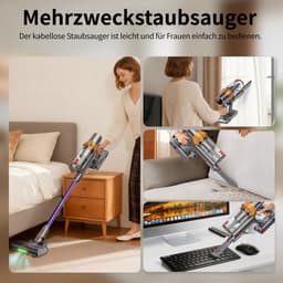 RAYOFI Steelstofzuiger - accu stofzuiger - Steelstofzuiger Draadloos 70000PA - LED-Display - draadloze stofzuiger - 3 Standen Zuigkracht -Steelstofzuigers - Anti-klit vloerborstel - 20-60 Min Werktijd - 1,8L - Goud — thumbnail 2