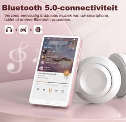 144 GB MP3-speler met wifi bluetooth, 4,02 inch IPS touch-scherm, muziekspeler voor kinderen, Android MP4-speler met Spotify, Audible, Amazon Music, Deezer, Play Store (roze) — thumbnail 5