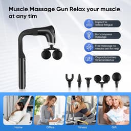 Dubbele Massage Gun - Spierherstel Apparaat - Spierontspanning Thuis - Verlengde U-Handgreep - 12 Snelheden - Zwart — thumbnail 4