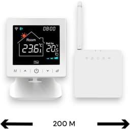 Thermostaat | Wifi Tuya slimme thermostaat voor CV | Tiptoetsbediening | RF-ontvanger | Opbouw | Zwart — thumbnail 1
