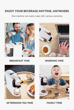 HiBREW H2A 4-in-1 Koffiezetapparaat voor Koude/Warme Extractie - Koffiesterkte Handmatig Instelbaar - 19 Bar Hoge Extractie - Afneembaar Waterreservoir van 600 ml - Bescherming Tegen Droogkoken - Wit — thumbnail 4