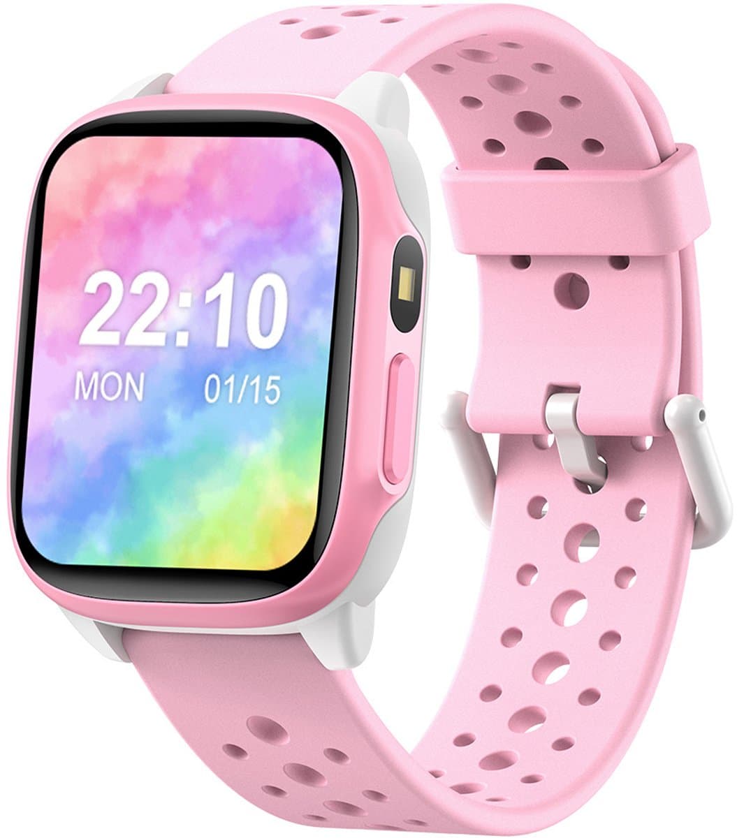 Smartwatch Kinderen – Hartslag – Camera – Stappen – Zaklamp – Roze — afbeelding 1
