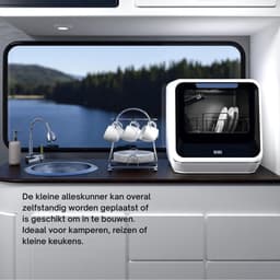 Florixa® Mini Vaatwasser - Vaatwasser - Tafelvaatwasser - Led Display - Wit/Zwart - 42cm x 44cm x 44cm — thumbnail 3