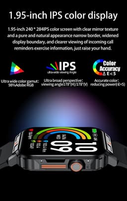 Knobbout 1.95” Scherm Smartwatch – Bluetooth Bellen - Hartslag - Bloeddruk & SpO₂-meting - AI Spraakassistent- Bluetooth 5.2 - 340mAh batterij - Wit — thumbnail 5