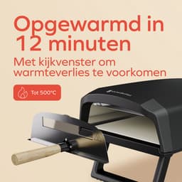 KitchenBrothers Pizza Oven - Elektrisch - Tafelmodel - PFAS-vrij - Inklapbaar - Pizzasteen - Pizza maker - Pizzaoven voor Buiten en Binnen - Zwart/Grijs — thumbnail 4