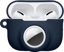 kwmobile oordopjes case geschikt voor Apple Airpods Pro 3 hoesje - Oortjes cover met AirTag houder - In-ear koptelefoon hoes - Silicone in donkerblauw — thumbnail 1