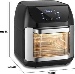 Airfryer - XXL – Heteluchtfriteuse – 2400W/2800W – 12L - RVS & Touchscreen – Multifunctionele Elektrische Friteuse - Olievrij Frituren - Zwart — thumbnail 1