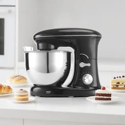 Keukenmixer – Mengmachine – Bakmixer – Deegkneder – Standmixer – 1400W Krachtige Motor – 4,5 Liter RVS Mengkom – Zwart — thumbnail 2