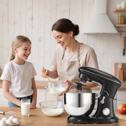 Keukenmixer – Mengmachine – Bakmixer – Deegkneder – Standmixer – 1400W Krachtige Motor – 4,5 Liter RVS Mengkom – Zwart — thumbnail 4