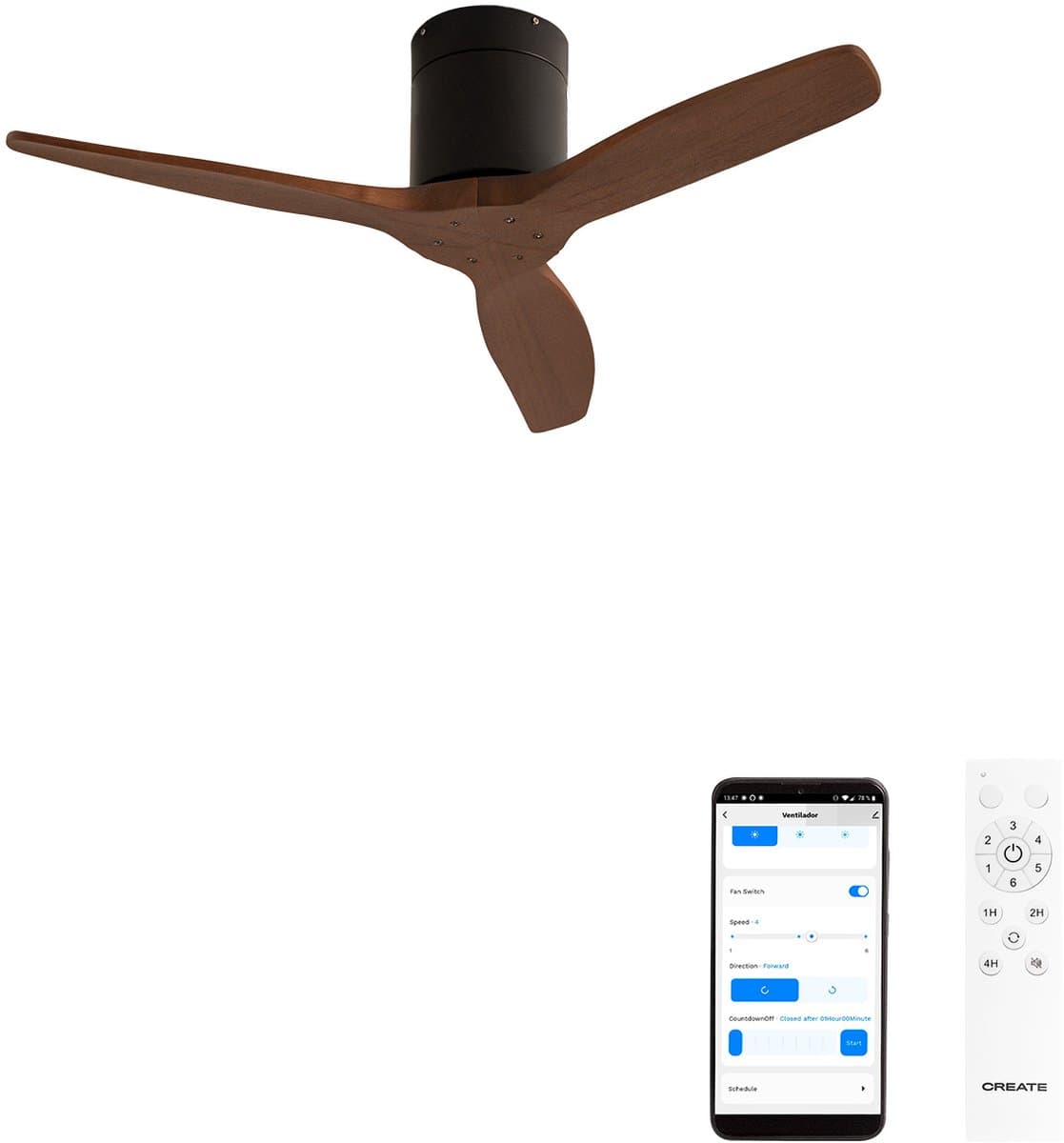 CREATE - Stille 40W plafondventilator met technische ABS bladen in verschillende maten - S - Geen licht - WIFI - WIND CALM — afbeelding 1