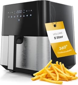 SNJY® Airfryer XXL - Airfryer Dubbel - Heteluchtfriteuse - Airfryer Dubbele Mand - 1450 Watt - Zwart/RVS — thumbnail 1