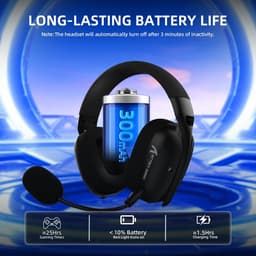ATTACK SHARK L80Pro - 2.4GHz Draadloze Gaming Headset - Lichtgewicht - Bluetooth koptelefoon - Multiplatform - Geschikt voor PS4/PS5, Nintendo Switch - Zwart — thumbnail 4