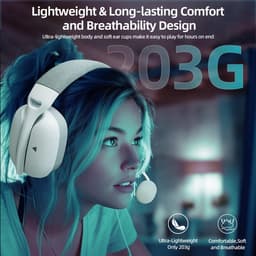 ATTACK SHARK L80Pro - 2.4GHz Draadloze Gaming Headset - Lichtgewicht - Bluetooth koptelefoon - Multiplatform - Geschikt voor PS4/PS5, Nintendo Switch - Wit — thumbnail 5