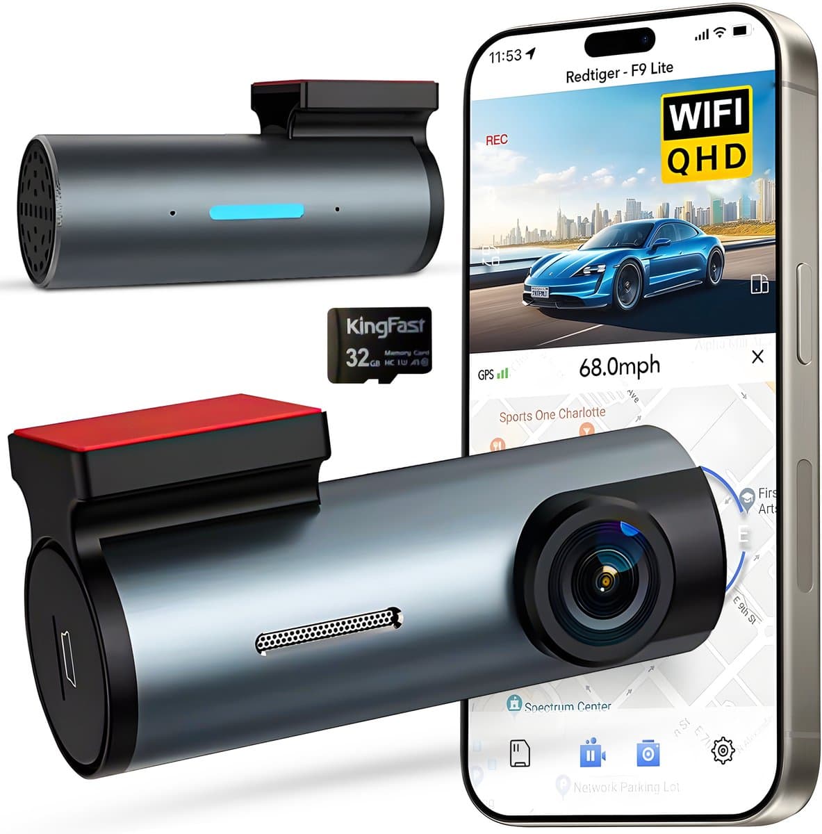 Azorix Dashcam Pro WiFi - 1080p Full HD Camera - Dashcam voor Auto - Nachtzicht & Botsingdetectie - Looprecording - Incl. 32 GB SD-kaart — afbeelding 1