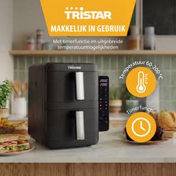 Tristar FR-9074 - Stack airfryer XXL - 9L - 2 onafhankelijke kookzones - Dubbele gestapelde lades - 8 kookprogramma's - 2400W - PFAS-vrij - Bespaart 45% Ruimte - 6 personen — thumbnail 5