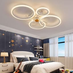 4 Ringen Plafondventilator - Dimbaar Met Afstandsbediening & APP - Wit - 6 Snelheden - Smart lamp - Moderne Ventilator — thumbnail 4