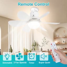 Plafondlampen met Ventilator - 3 kleurtemperatuurverlichting - Doorsnede 52 cm Ventilator Lamp met Afstandsbediening - 40W Plafondventilator met Dimbare LED Lamp - 1/2/4 uur Tmerfunctie - Beschikbaar in Voor Slaapkamer, Woonkamer, Garage enz(Wit) — thumbnail 5