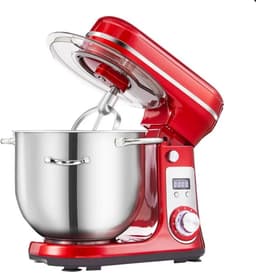 Keukenmachine - 3-in-1 - Keukenrobot - Hakmolen - Mixer met mengkom - Keukenmixer - Rood - 1200W - RVS Mengkom (6L) — thumbnail 1