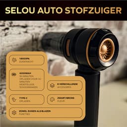 Auto Stofzuiger Draadloos - 18000PA Zuigkracht - Kruimelzuiger - Handstofzuiger - Kruimeldief - 9 Opzetstukken - HEPA Filter - Oplaadbaar - Snoerloos - Mini Stofzuiger - Airduster — thumbnail 2