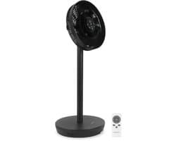 VONROC BREEZE Draadloze Ventilator – Fluisterstil (<44 dB) – 24 snelheden – lichtgewicht en draagbaar - 3 windmodi: Natuurlijk, Slaap, Normaal – Modulair: tafelventilator én vloerventilator – Luxe touchdisplay – Incl. afstandsbediening – Zwart