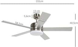 Bovista Plafondventilator - Met Verlichting - Plafond Ventilator - Met Lamp - Plafonniere Met Ventilator - Met Licht - Wit — thumbnail 2