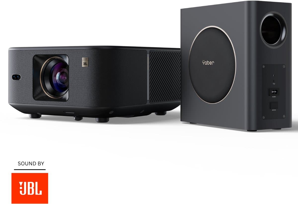 Yaber K3 Pro Smart Beamer met Google TV – Projector met Subwoofer – 1000 ISO Lumen – Full HD 1080P – Sound by JBL & Dolby Audio – Autofocus & Auto Keystone – Wi-Fi 6 – Thuisbioscoop — afbeelding 1