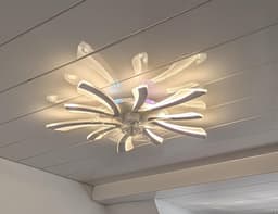 LuxiLamps - 5 Vleugel Ventilator Lamp - Dimbaar Met Afstandsbediening - RGB 12 Kleuren - Plafondventilator Met LED - Smart Life App - Woonkamerlamp - Moderne lamp - Plafonniere — thumbnail 4