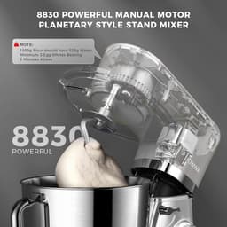 RFWR® Keukenmachine 6,2 L - Mengmachine met 6 + 1 Snelheden en 1500 W Kracht voor Bakken en Kneedwerk — thumbnail 4