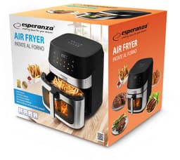 Esperanza Airfryer 8L – Heteluchtfriteuse zonder olie – 10 programma’s – Kijkvenster – Digitale bediening – Zwart — thumbnail 3