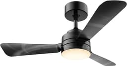 Nivard Plafondventilator - Met Verlichting - Plafond Ventilator - Met Lamp - Plafonniere Met Ventilator - Met Licht - Zwart - 70cm — thumbnail 1