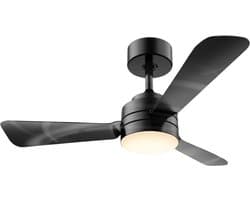 Nivard Plafondventilator - Met Verlichting - Plafond Ventilator - Met Lamp - Plafonniere Met Ventilator - Met Licht - Zwart - 70cm
