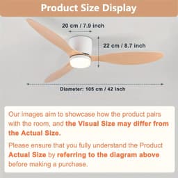 Bovista Plafondventilator - Met Verlichting - Plafond Ventilator - Met Lamp - Plafonniere Met Ventilator - Met Licht - Zwart - 105cm — thumbnail 3