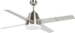 Livano Plafondventilator - Met Verlichting - Plafond Ventilator - Met Lamp - Plafonniere Met Ventilator - Met Licht - Zilver - 130cm — thumbnail 1